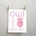 Owl Print - Kids Wall Art, Children's Art Print Poster, 11x14 Print, Owl, Silhouette,  Owl, Pink, Personalize, Woodland