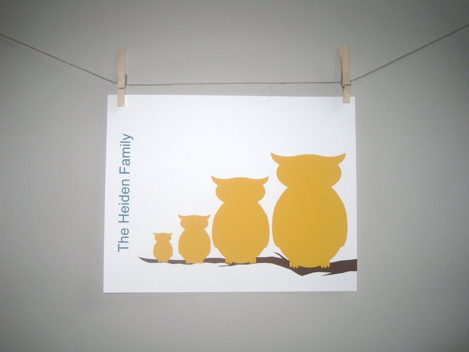 Custom Family Tree Print, Owl Print,  Custom Silhouette, Woodland,  Modern Print,  11x14 print, Orange, Brown, Fall Colors