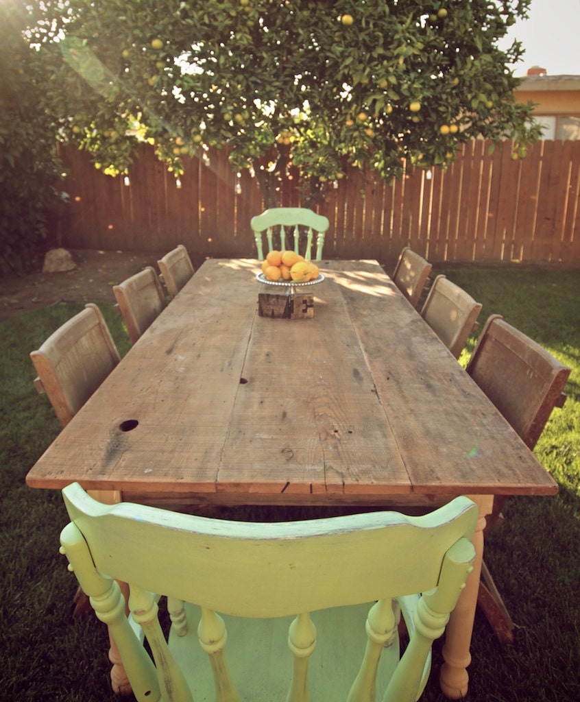 Large 8ft // Reclaimed Wood Farmhouse Dining Table // Raw Unfinished