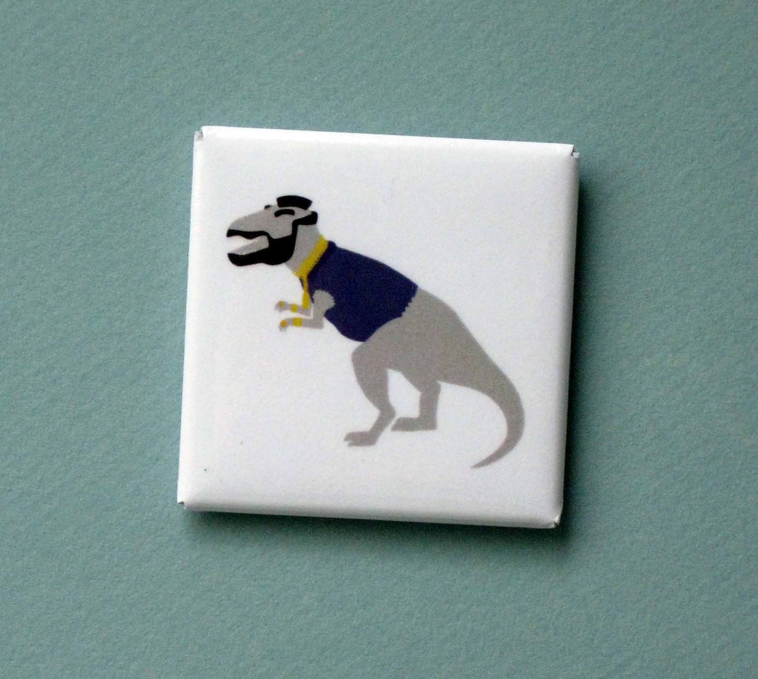 Mr T Rex Magnet / 1.5 inch square magnet / humorous illustration by kaydi-did