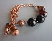 Copper Chain Brown Agate Bracelet - Earth Tone