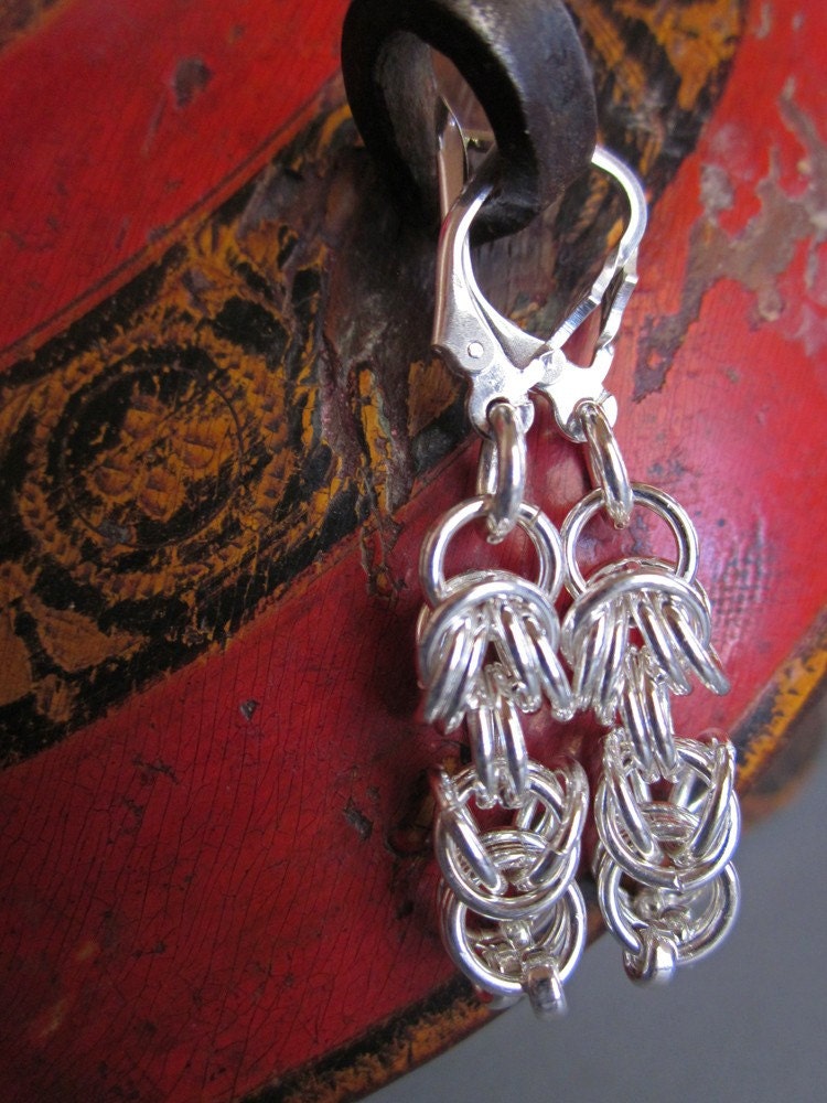 Sterling Silver Byzantine Chainmaille Earrings