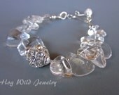 Crystal Clear Quartz and Rhinestone Bracelet.