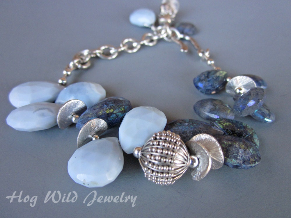 Baby Blue African Opal Spectrolite Bracelet
