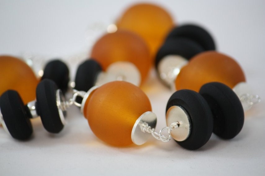 Beaded Resin Necklace in Tangerine