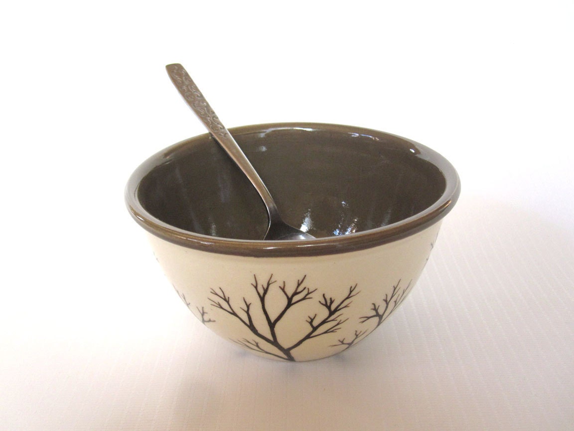 Branches Cereal Bowl in Mocha Brown by FringeandFettle on Etsy