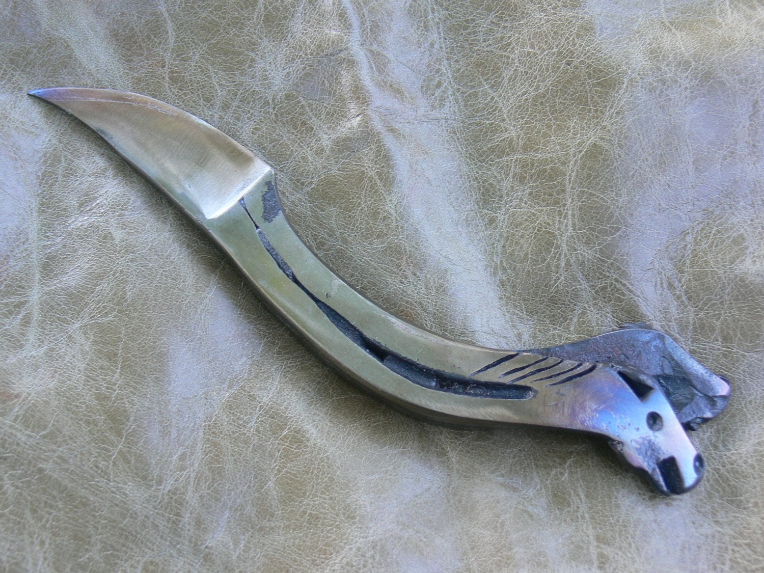 Hand Horseshoe Horse Head Knife by AnvilCreek on Etsy