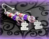 Pink and Purple Mom of Twins Earrings