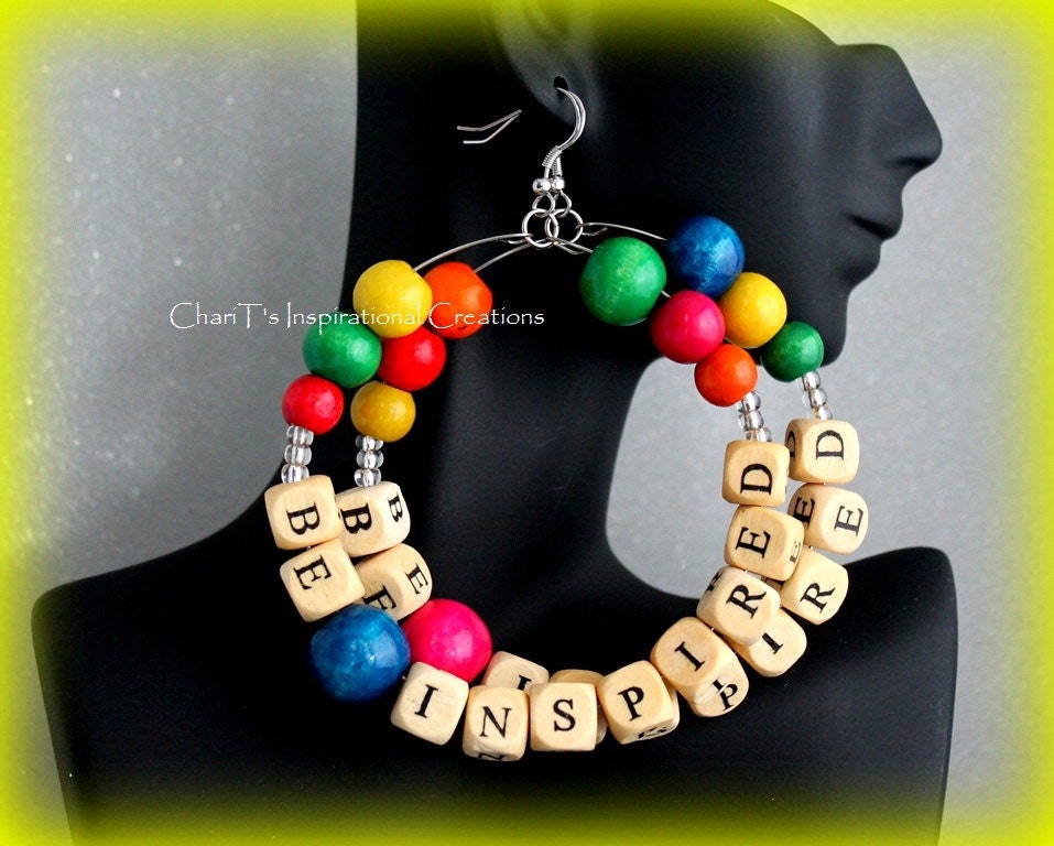 BE INSPIRED Colorful Wood Beaded Hoops: Made to Order