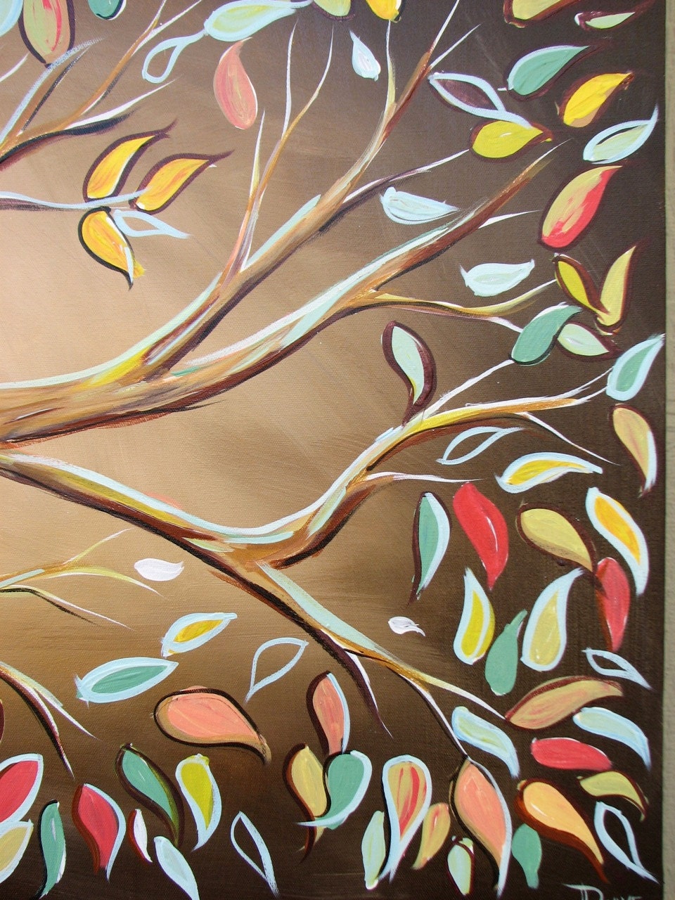 Bird on a Branch painting on canvas huge art 36 x 24