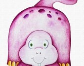 Bobby Brontosaurus (watercolor on textured paper, 14in.x14in.)