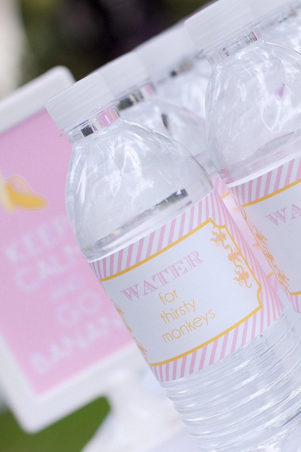 DIY Printable Water Bottle Labels - Girls Monkey Party