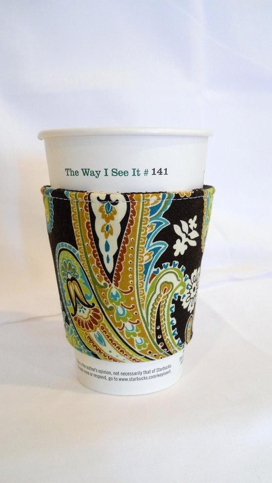 FREE SHIPPING --- Patti Paisley Coffee Sleeve --- Eco-Friendly Reuseable Gift