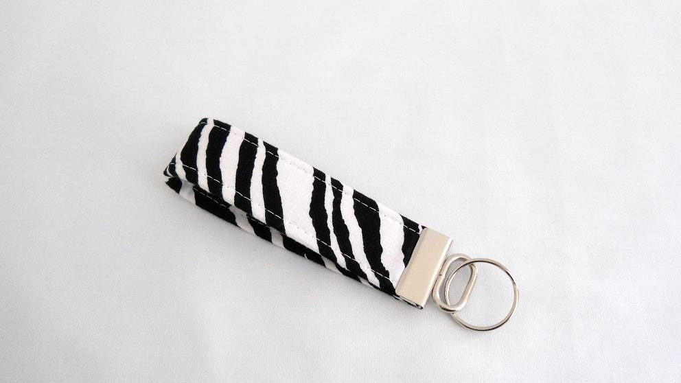 FREE SHIPPING ---- Wristlet Key Fob ---- Black and White Zebra