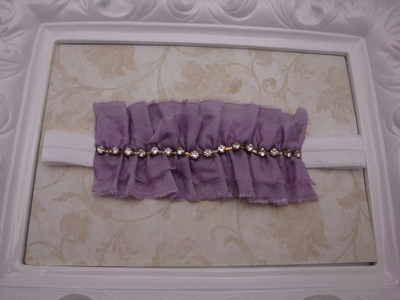 Baby Girl Headband - Infant Headband - Newborn Headband - Adult Headband - Photo Prop - Couture Purple Rhinestone Ruffle Headband