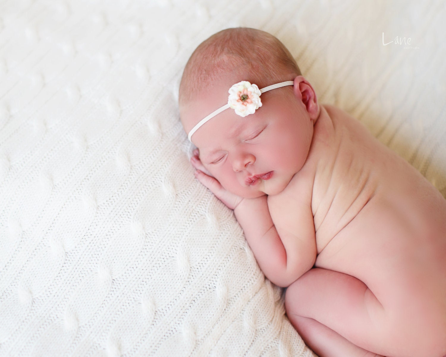Baby Flower Headband - Newborn Headband - Infant Flower Headband - Photo Prop - Peach and Cream Petite Flower Headband