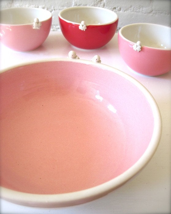 Perfect for Party Table, Baby Pink Happy Twins Angel Large Bowl