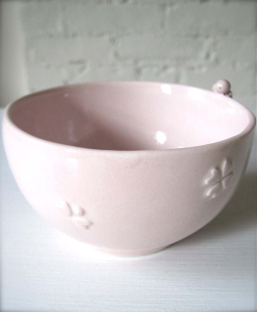 Pink Happy Heart clover Angel Bowl