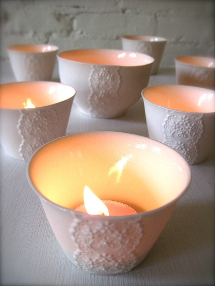 Porcelain Lace Cup, Translucent Candle Holder-Hideminy Lace Series