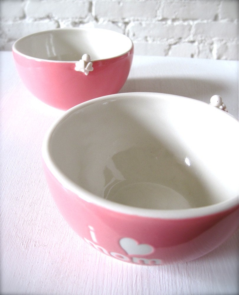 I Love Mom Angel Pink Bowl