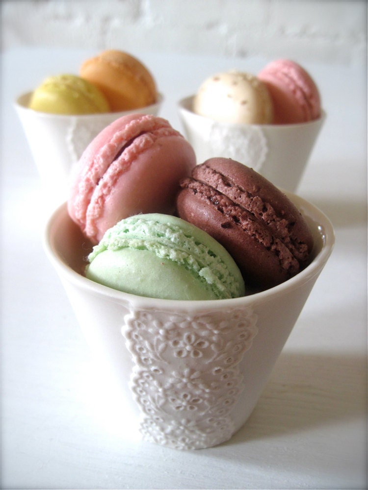 SALE Set of 3 Porcelain Lace Cups-Hideminy Lace Series