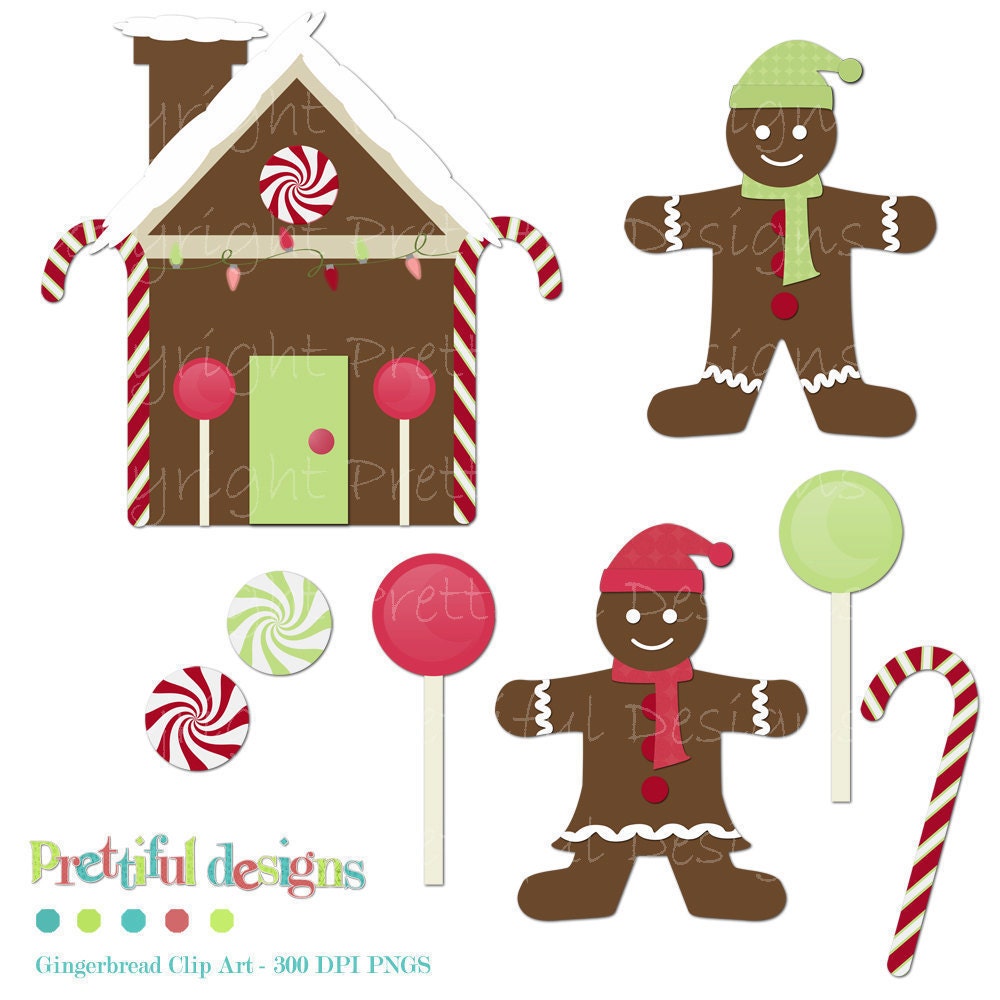 Gingerbread Clip Art - Personal or Commercial Use - Funky Christmas (135) Il_170x135