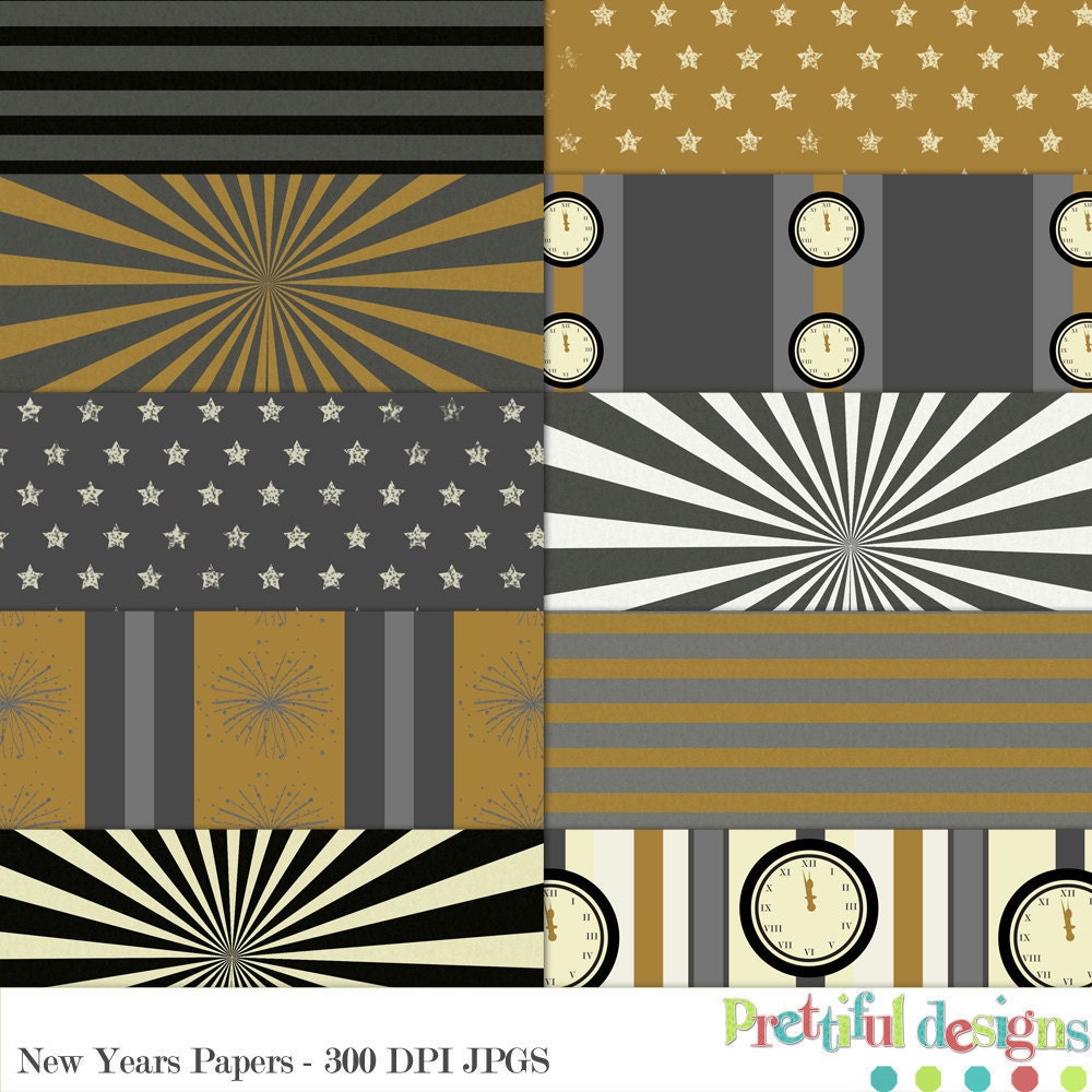 Digital Paper pack for Digital Scrapbooking, Photography, Card Making, Commercial Use - New Years (84) Il_170x135