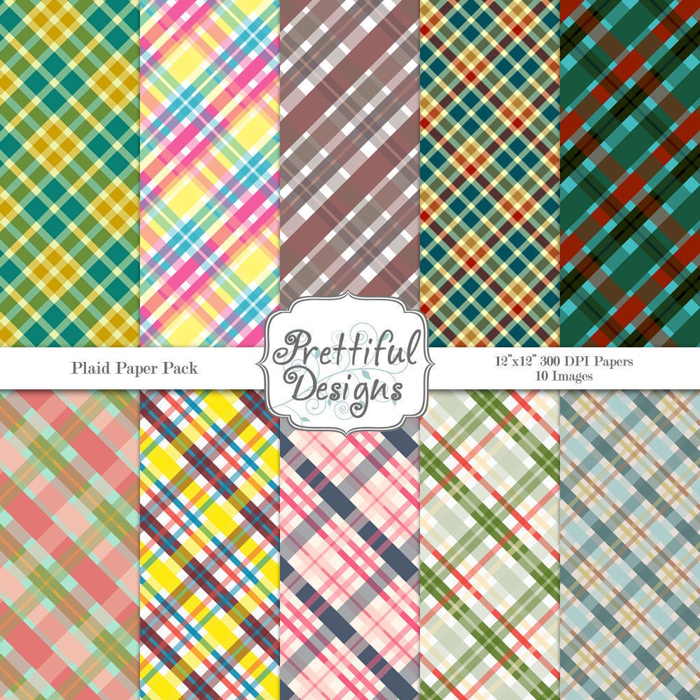 50% OFF SALE Digital Paper pack for Digital Scrapbooking, Photography, Card Making, Commercial Use - Plaid Set 1 (308) Il_570xn