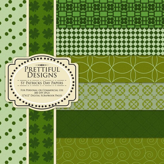 50% OFF SALE St Patricks Day Digital Paper Pack for Personal or Commercial Use (106) Il_570xn