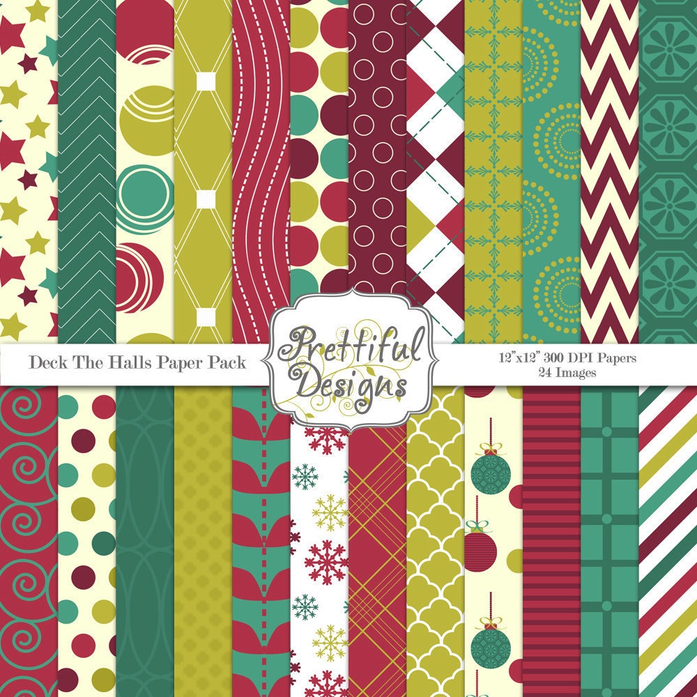50% Off Sale Christmas Digital Scrapbooking Papers - Deck The Halls (366) Il_570xn