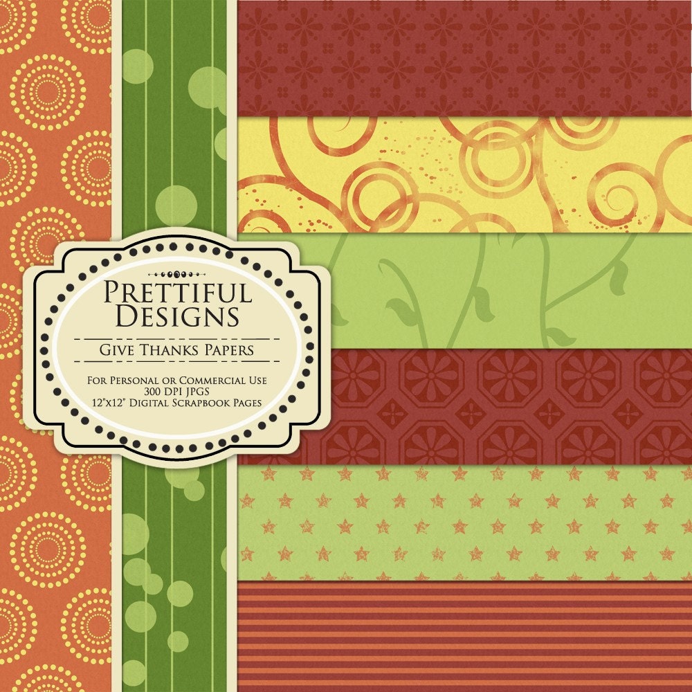 50% OFF SALE Digital Paper Pack - Give Thanks (64) Il_570xn