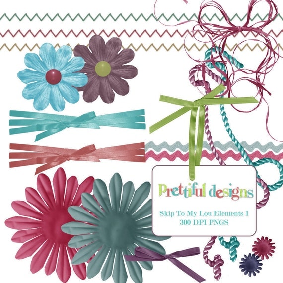 50% OFF SALE Flower and Ribbon Clip Art - Personal and Commercial Use - Skip to My Lou (257) Il_570xn