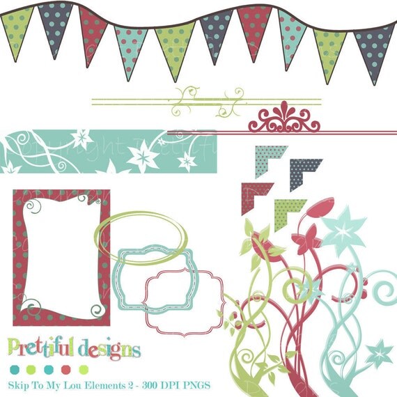 Digital Frames, Photo Corners and Banners - Personal or Commercial Use - Skip To My Lou (171) Il_570xn
