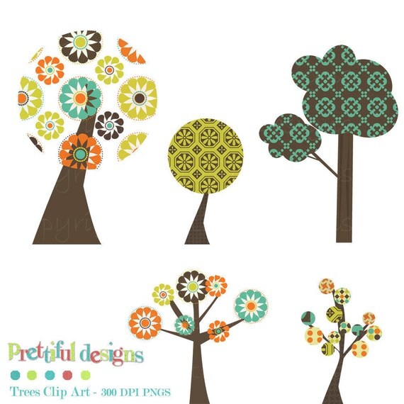 Clip Art Tree Retro Clipart Commercial Use Instant Download Monkey Kisses (178) Il_570xn