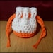 Cotton Coin Purse - White & Orange - Money Dice Token Bag - Drawstring