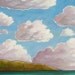 ORIGINAL PAINTING Folk Art Summer Beach Towel Windy Waves Modern Cloud Seascape Colorful Abstract Artwork by Cathy Horvath Buchanan 16x20