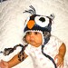 Baby Owl Hat, Ear Flap, Crochet, Boy, Blue, Children, Newborn, Multicolor,