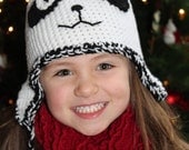 Made to Order - Crochet Panda Earflap Hat - Photography Prop