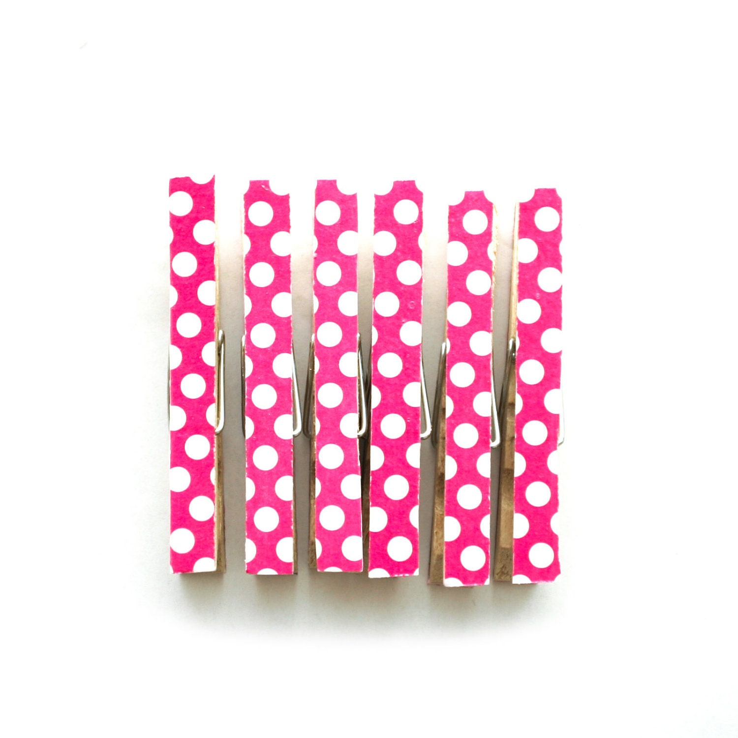 Pink and white polka dot decorative clothespins - dixielanddelight