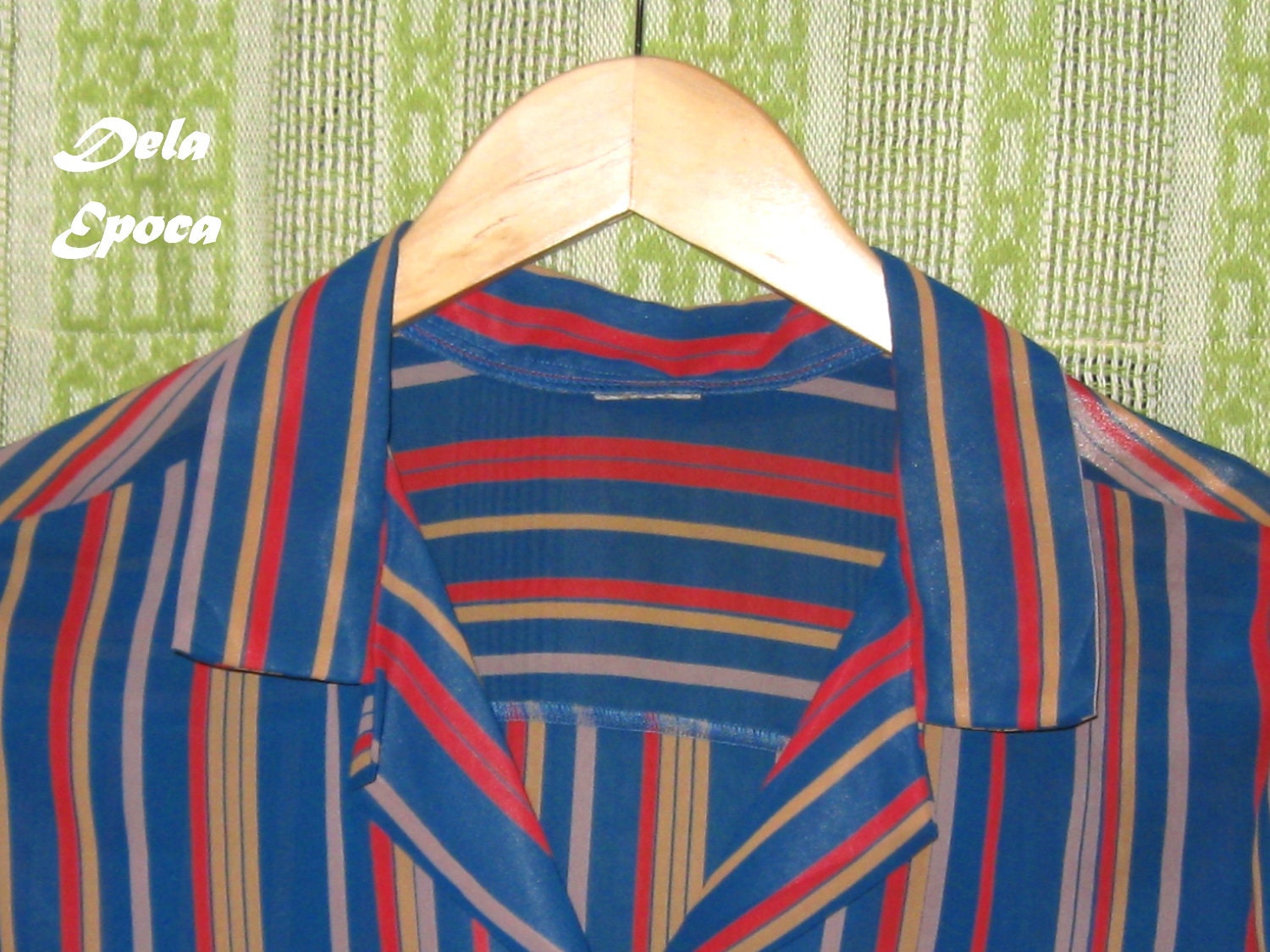 Vintage 70's 1970's Seventies Hipster Indie Office Career School Clearance Striped Blouse 10% OFF SALE