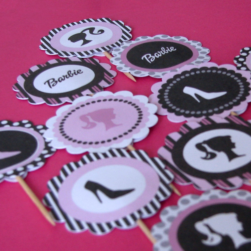 DIY Printable Barbie Inspired Cupcake Toppers PDF File