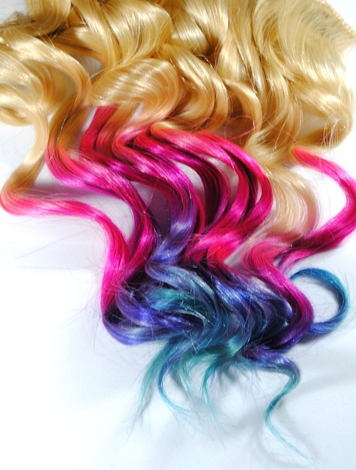 RESERVED Dip Dyed Tips - Human Hair Extensions - Boho Lauren Conrad Inspired / Tie Dyed Clip Ins // Blonde Pink Purple Blue / Ombre Rainbow