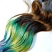 Peacock - Human Hair Extensions - Dip Dyed Tips / Tie Dyed Clip Ins // Brown Blue Green Purple Pink / Rainbow Ombre