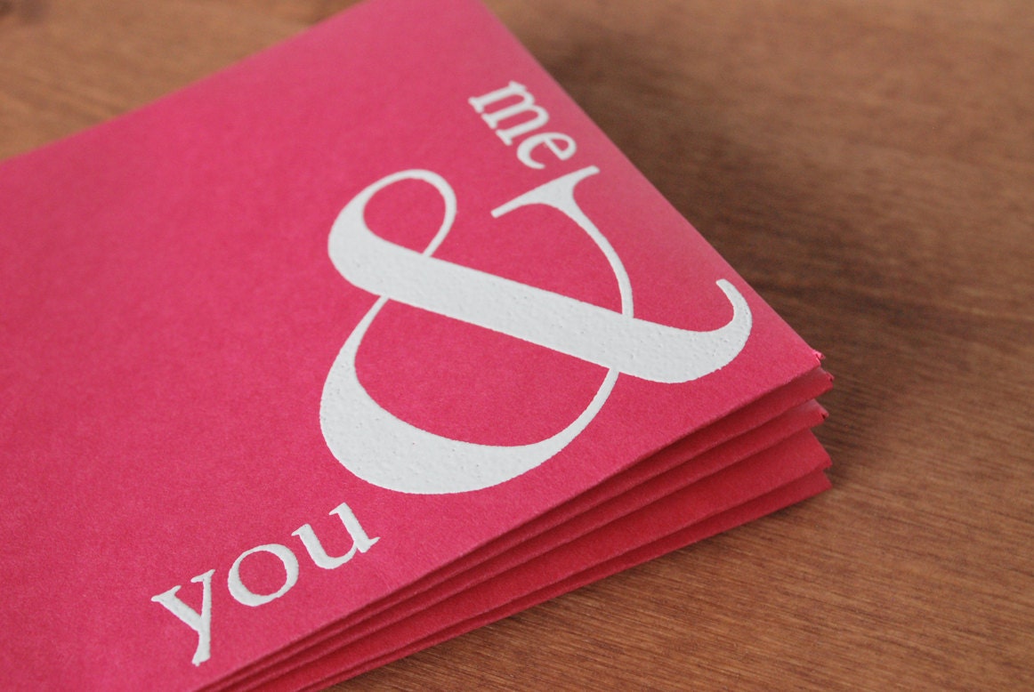 pink envelopes set of five: you & me ampersand