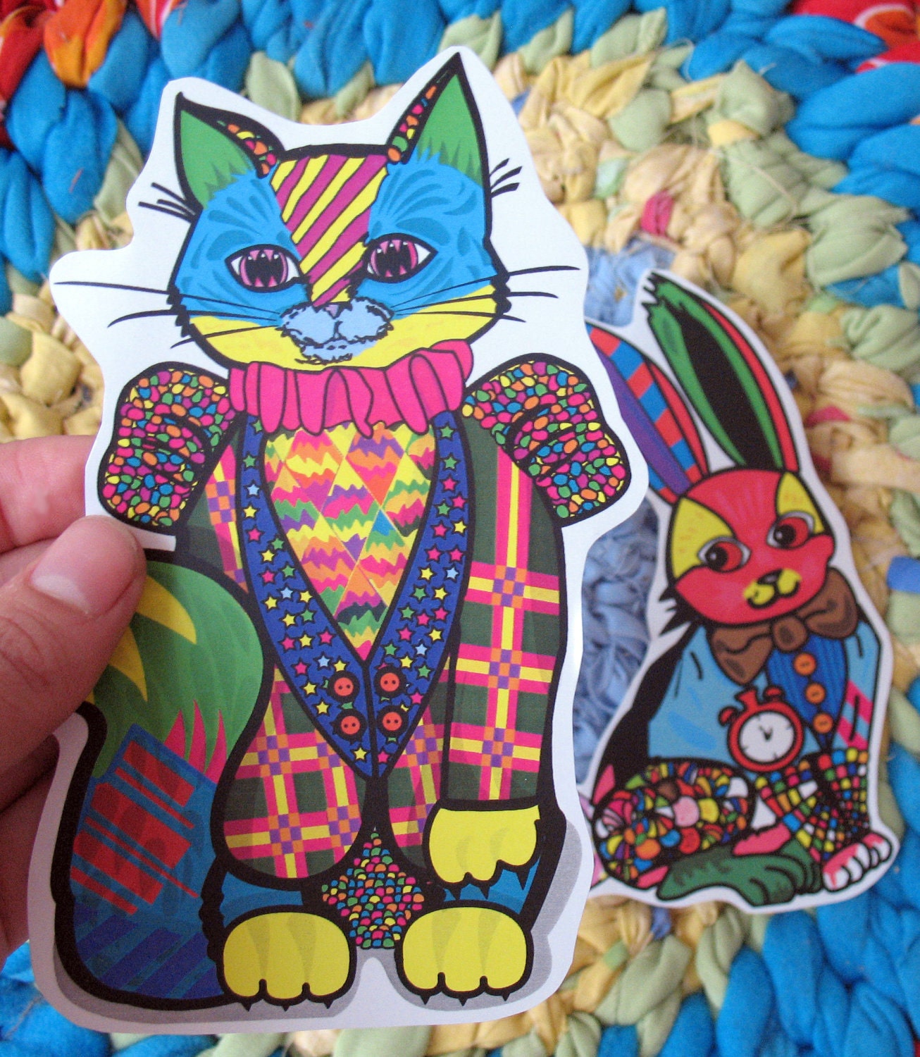 big Soyalegato alice in wonderland inspired cat & rabbit stickers