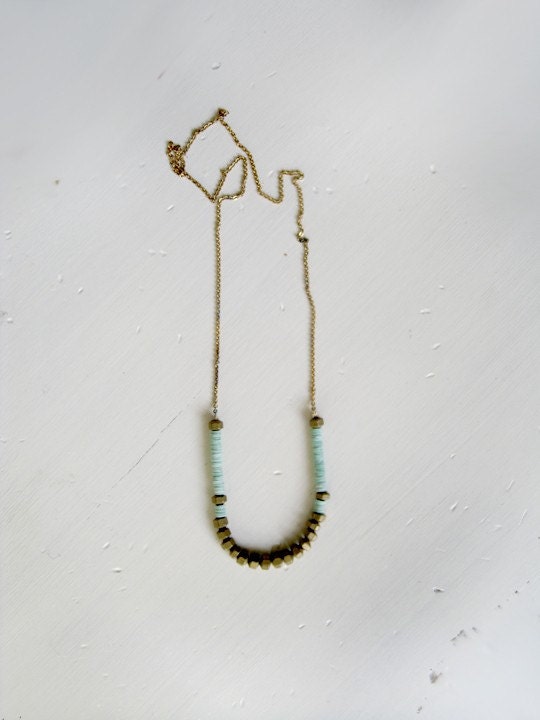 RESERVED Mint brass necklace
