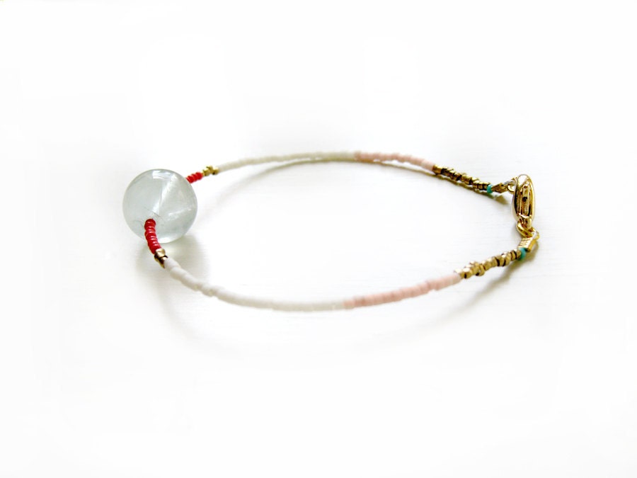 Fluorite and coral bracelet