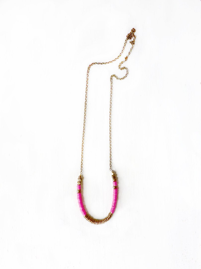 SALE color brass necklace