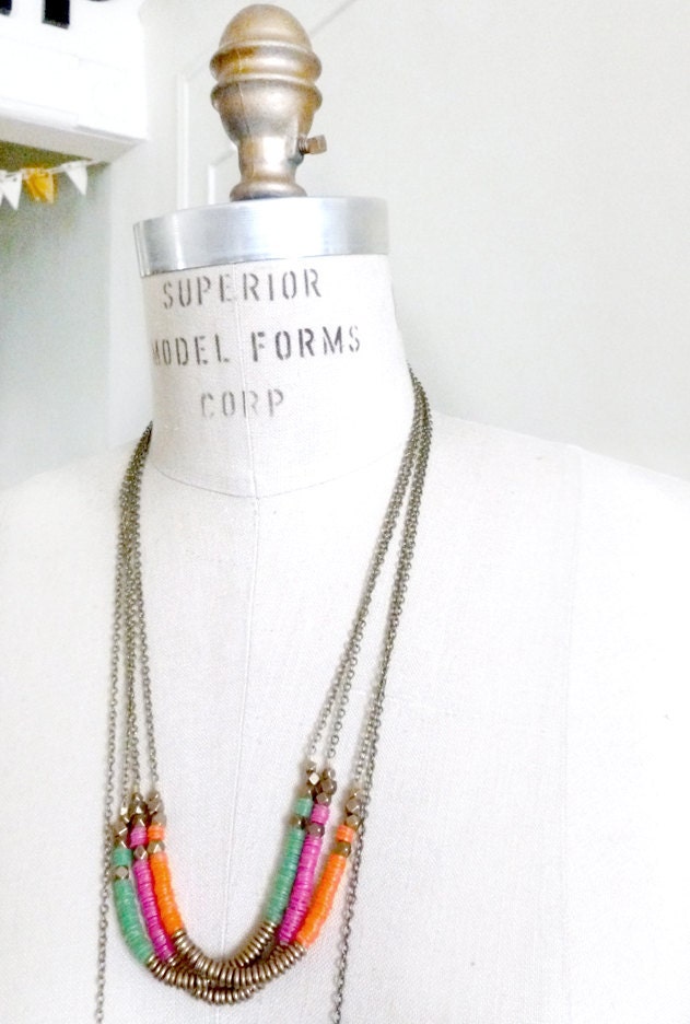 SALE color brass necklace