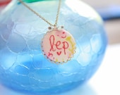 Custom Embroidered Monogram Necklace. Initial Necklace. Fabrick Necklace